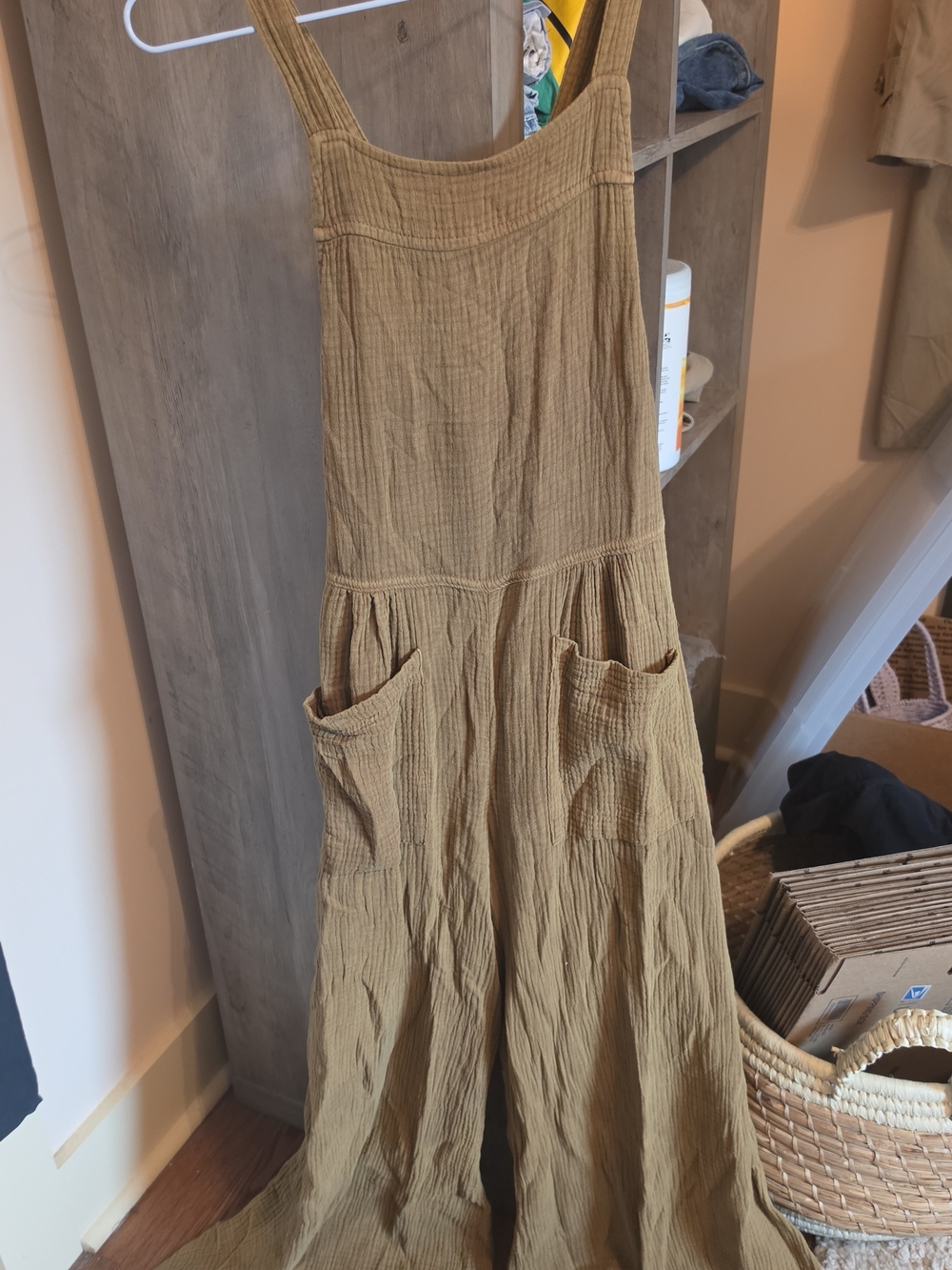 Wide-Leg Cotton-Blend Jumpsuit in Mustard